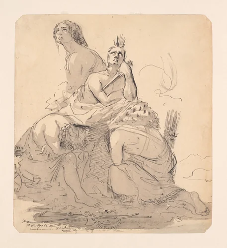 Indians Lamenting the Approach of the White Man (from McGuire Scrapbook) by Frederick Stiles Agate, artwork, 1825-1835