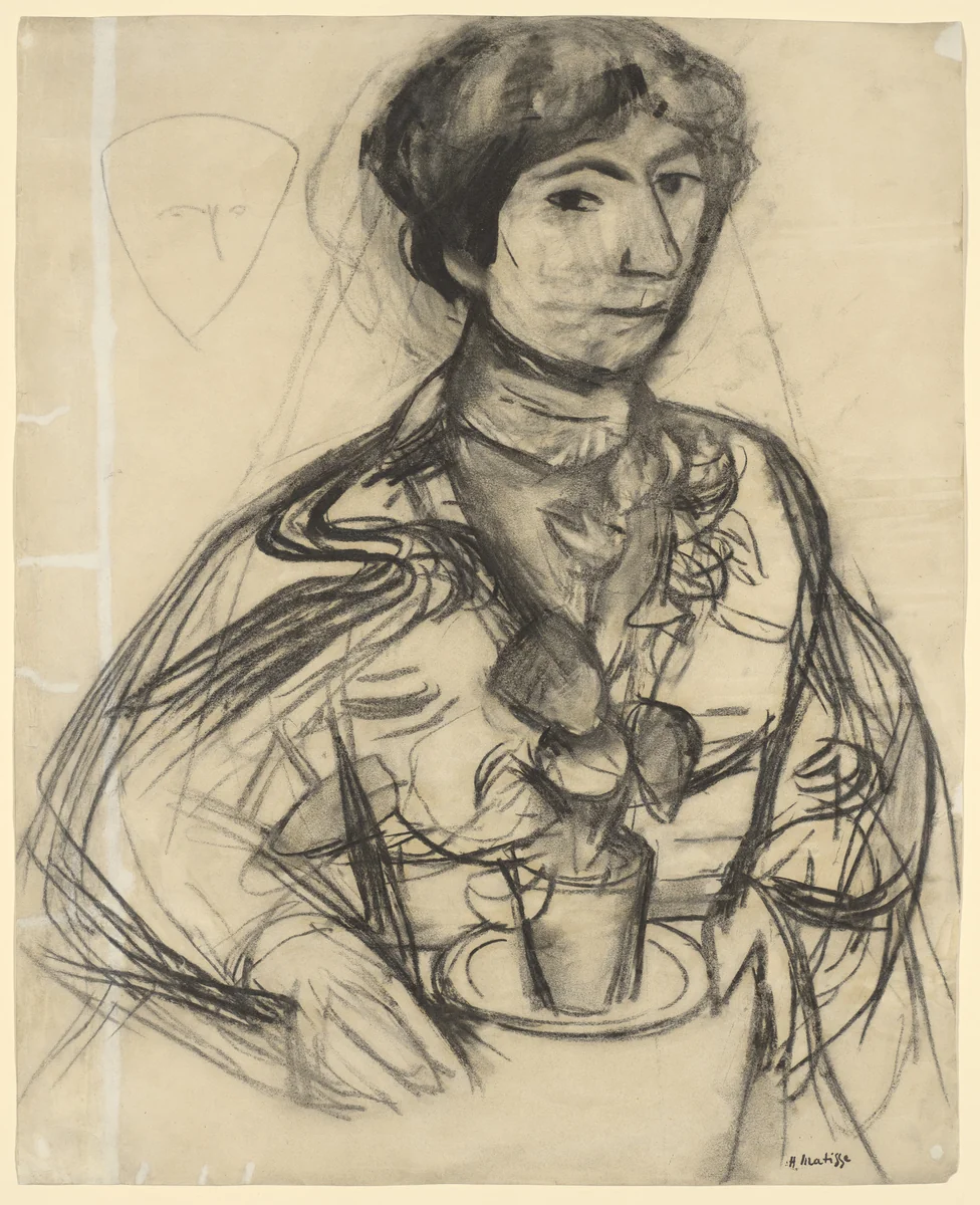 Girl with Tulips (Jeanne Vaderin) by Henri Matisse, drawing, 1910