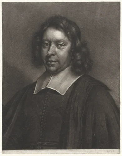 Portret van een man, mogelijk de predikant Hendrick Blancheteste by Wallerant Vaillant, print, 1658-1677