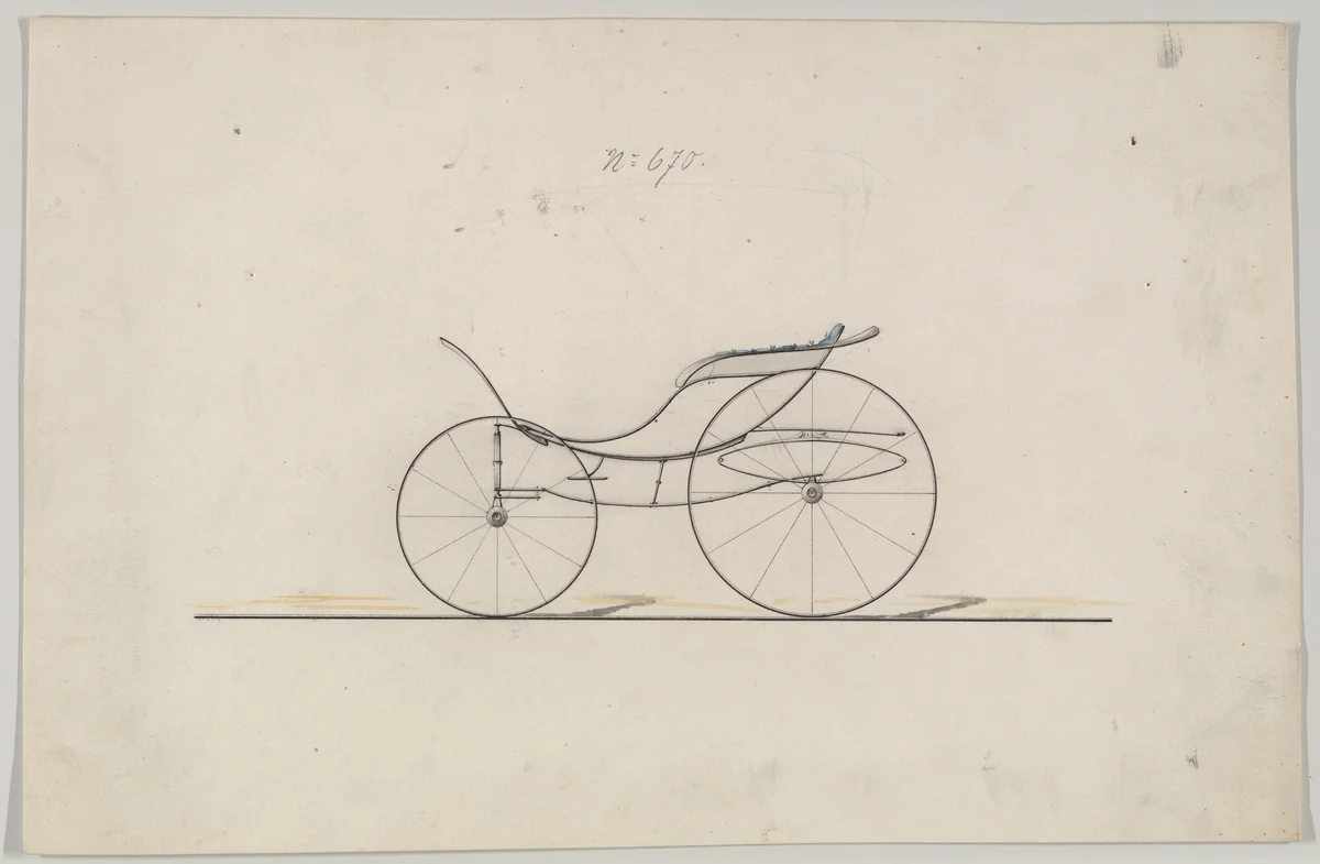 Pony Phaeton #670 by Brewster & Co., drawing, 1860-1870