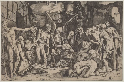 The Skeletons by Marco Dente, print, 1513-1523