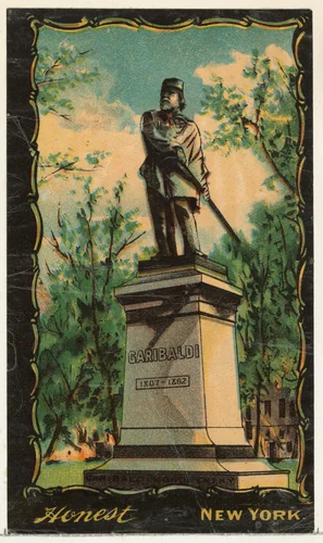 Garibaldi Monument, Washington Square Park, New York City, from the Transparencies series (N137) issued by W. Duke, Sons & Co. to promote Honest Long Cut Tobacco by W. Duke, Sons & Co., print, 1884-1890