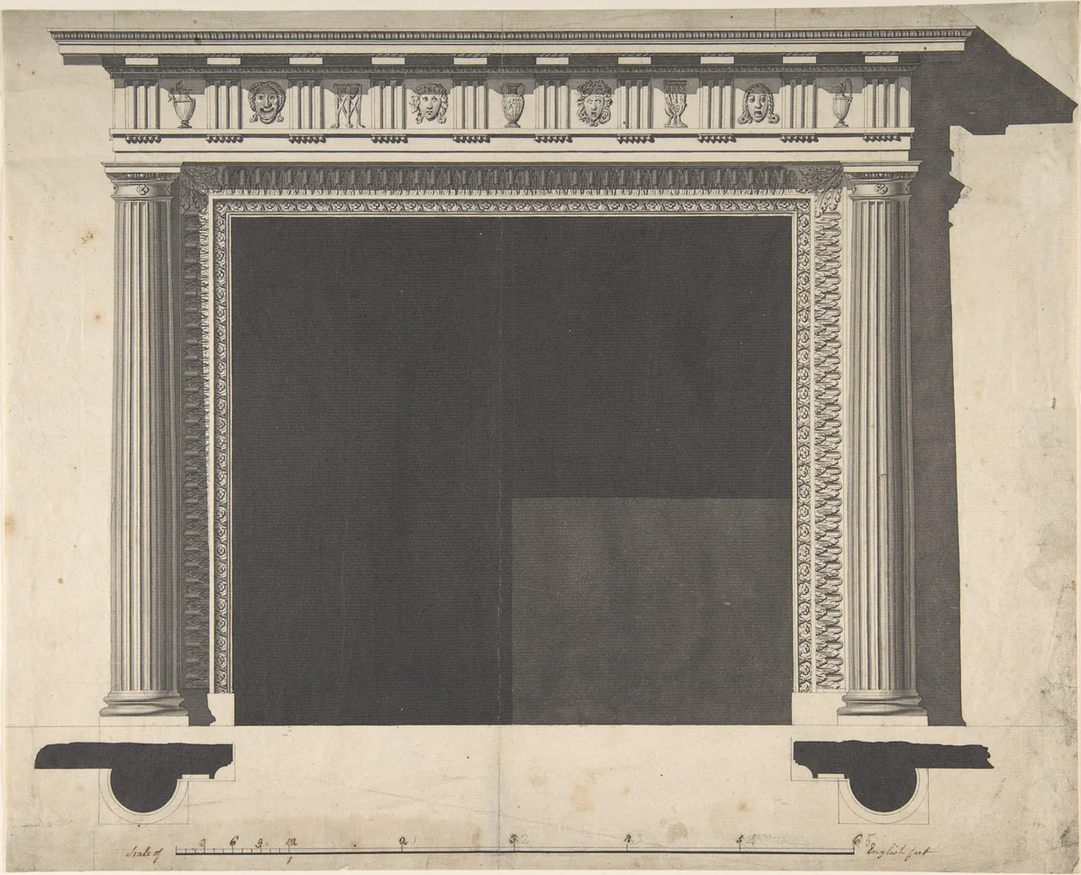 Design for a Chimney-piece, for the Saloon, Milton Park, Northamptonshire by Sir William Chambers, drawing, 1770-1776