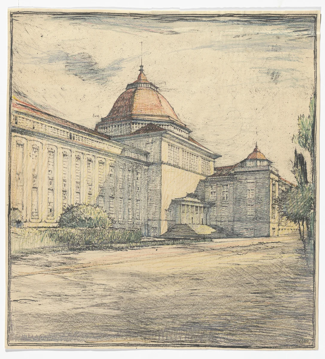 German Hygiene Museum, Dresden (Perspective sketch) by Richard Riemerschmid, architecture, 1920