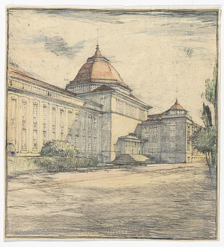 German Hygiene Museum, Dresden (Perspective sketch) by Richard Riemerschmid, architecture, 1920