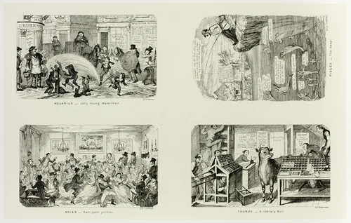 Aquarius - Jolly Young Watermen from George Cruikshank's Steel Etchings to The Comic Almanacks: 1835-1853 (top left) by George Cruikshank, print, 1846