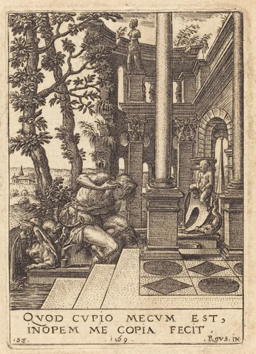 Narcissus at the Fountain by Etienne Delaune
Rosso Fiorentino, print, 1569
