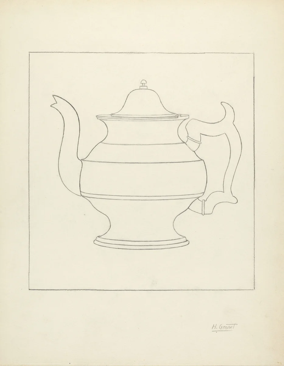 Pewter Pitcher by Henry Granet, index of american design, 1935-1942