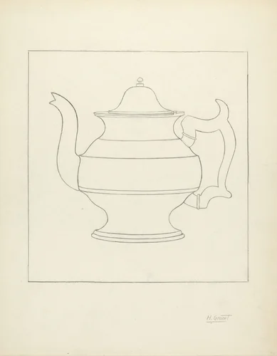Pewter Pitcher by Henry Granet, index of american design, 1935-1942