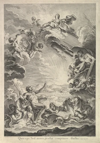 Neptune apaisant la tempête (Neptune Calming the Storm) by François Antoine Aveline, print, 1742-1780