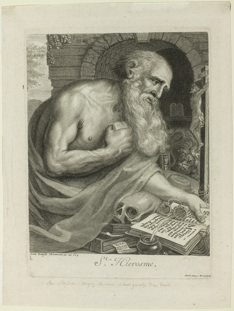 Saint Jerome by Antoine Masson, print, 1693