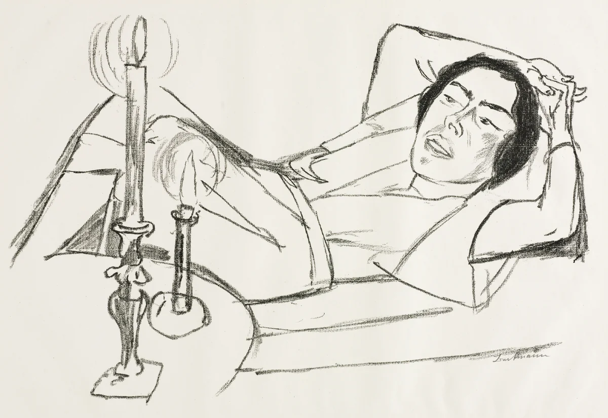 Reclining Woman (Portrait of Johanna Loeb) by Max Beckmann, print, 1922
