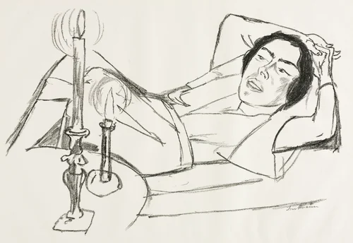 Reclining Woman (Portrait of Johanna Loeb) by Max Beckmann, print, 1922