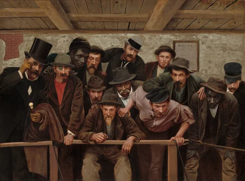 Nearing the Issue at the Cockpit by Horace Bonham, painting, 1879