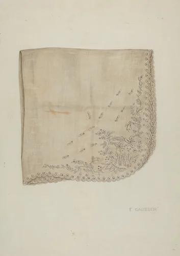 Wedding Handkerchief by Eleanor Gausser, index of american design, 1939