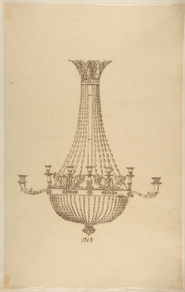 Design for a Chandelier by anonymous, drawing, 1800-1899