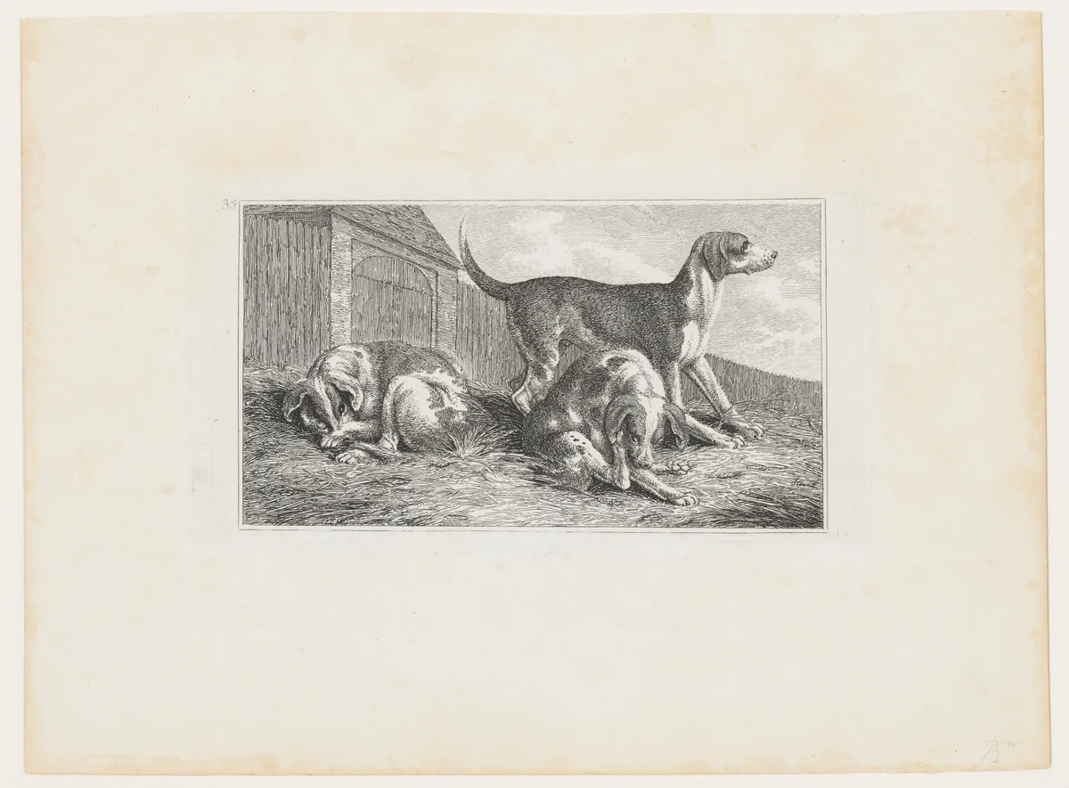 Dogs Playing by Samuel Howitt, print, 1805-1815