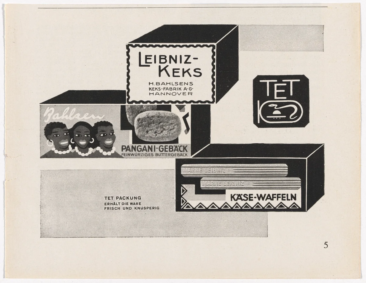 Advertisement for Leibniz Cookies (Leibniz-Keks), Hermann Bahlsen’s Cookie factory (Keks-Fabrik), Hannover by Kurt Schwitters, design, 1929
