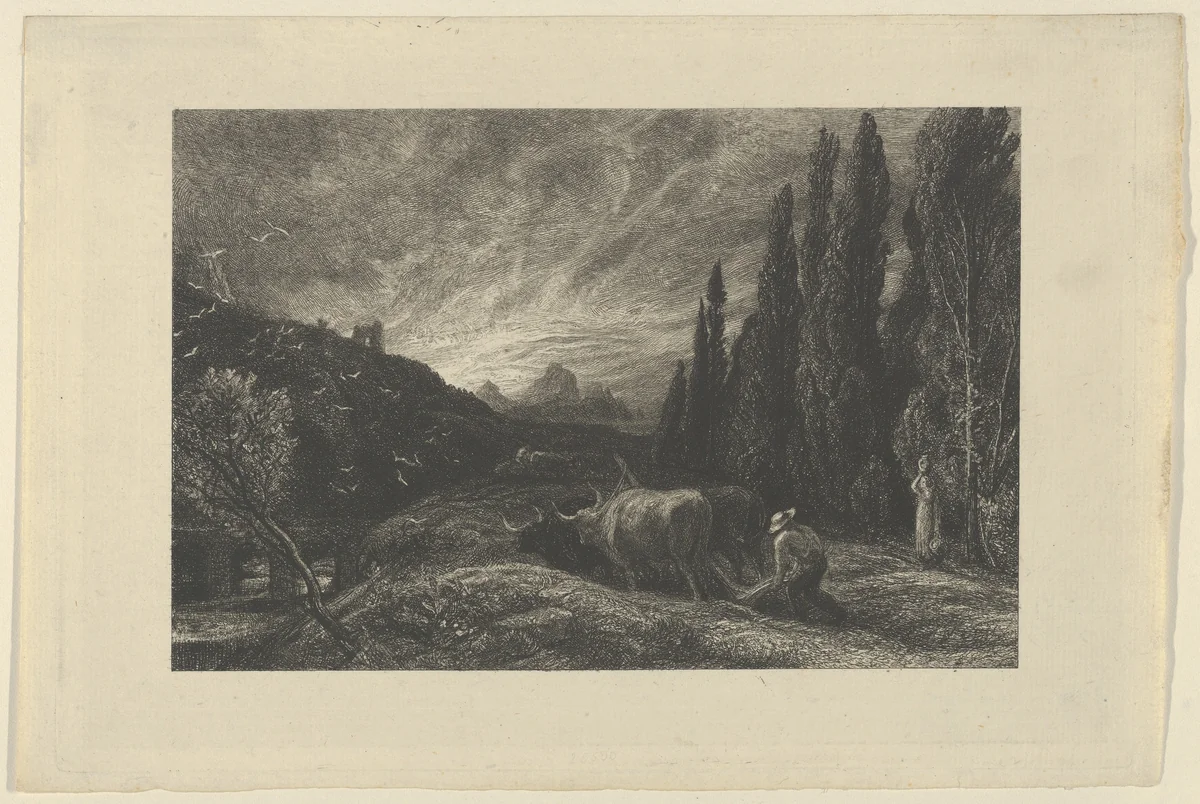 The Early Ploughman, or The Morning Spread Upon the Mountains by Samuel Palmer, print, 1850-1861