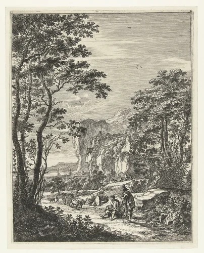 Landschap met een ossewagen, gezicht tussen Ancona en Senigallia by Jan Both, print, 1644-1652