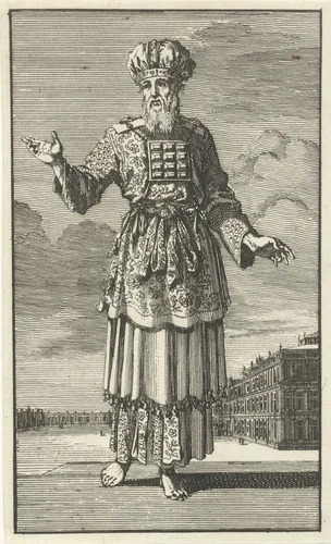 Hogepriester in liturgische kleding (variant B) by Jan Luyken, print, 1669-1712