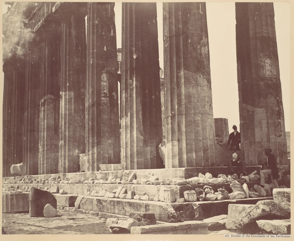 [Details of the Colonnade of the Parthenon, Athens] by Félix Bonfils, photograph, 1868-1872