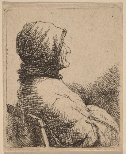 Bust of an Old Woman Turned in Profile to the Right by Netherlandish 17th Century, print, 1600-1699