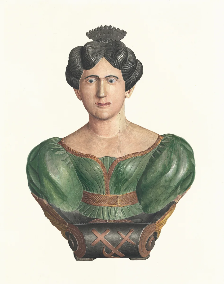 Female Figurehead Bust by Elizabeth Moutal, index of american design, 1938