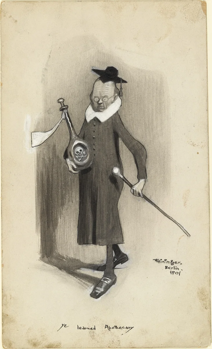 Ye Learned Apothecary by Lyonel Feininger, drawing, 1901