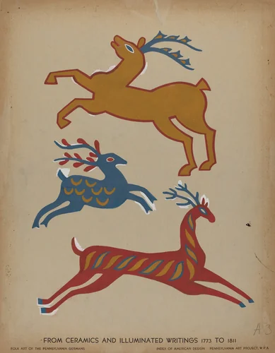 Drawing for Plate 3: From Portfolio "Folk Art of Rural Pennsylvania" by American 20th Century, index of american design, 1939