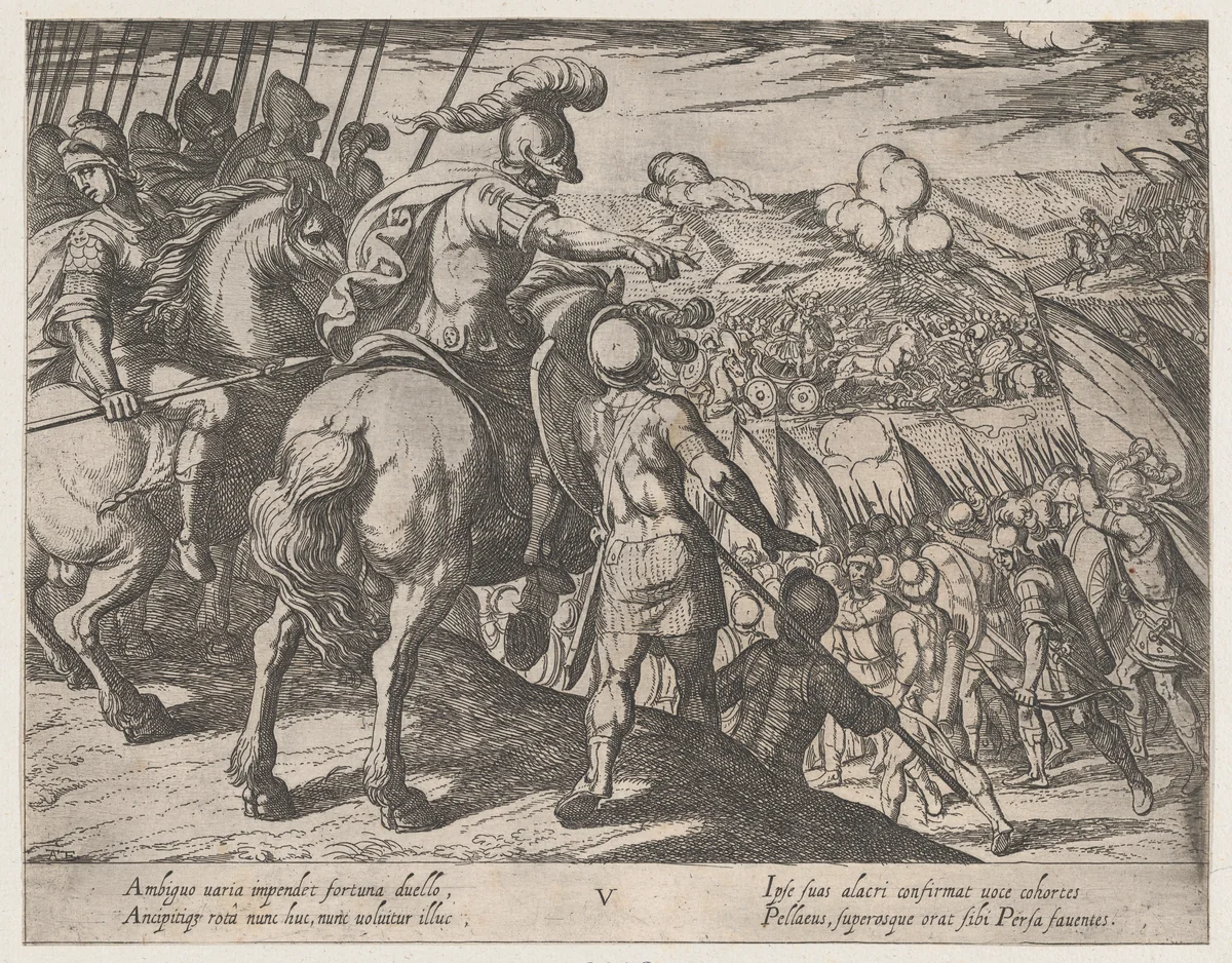 Plate 5: Alexander Directing a Battle, from "The Deeds of Alexander the Great" by Antonio Tempesta, print, 1608