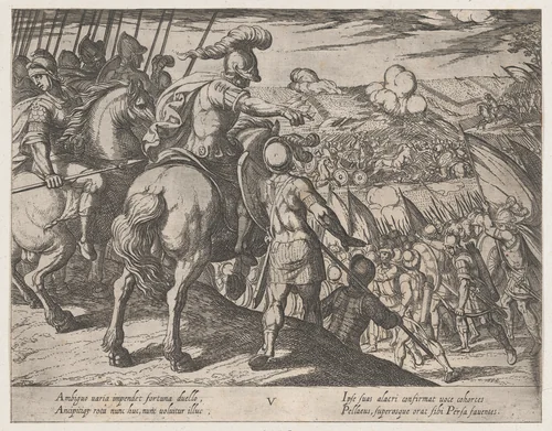 Plate 5: Alexander Directing a Battle, from "The Deeds of Alexander the Great" by Antonio Tempesta, print, 1608
