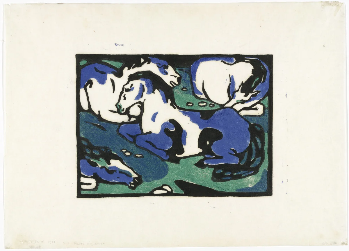 Horses Resting (Ruhende Pferde) by Franz Marc, print, 1911