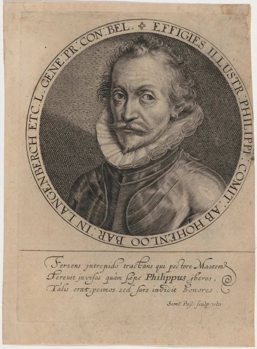 Philip, Count of Hohenlohe by Simon van de Passe, print, 1595-1647