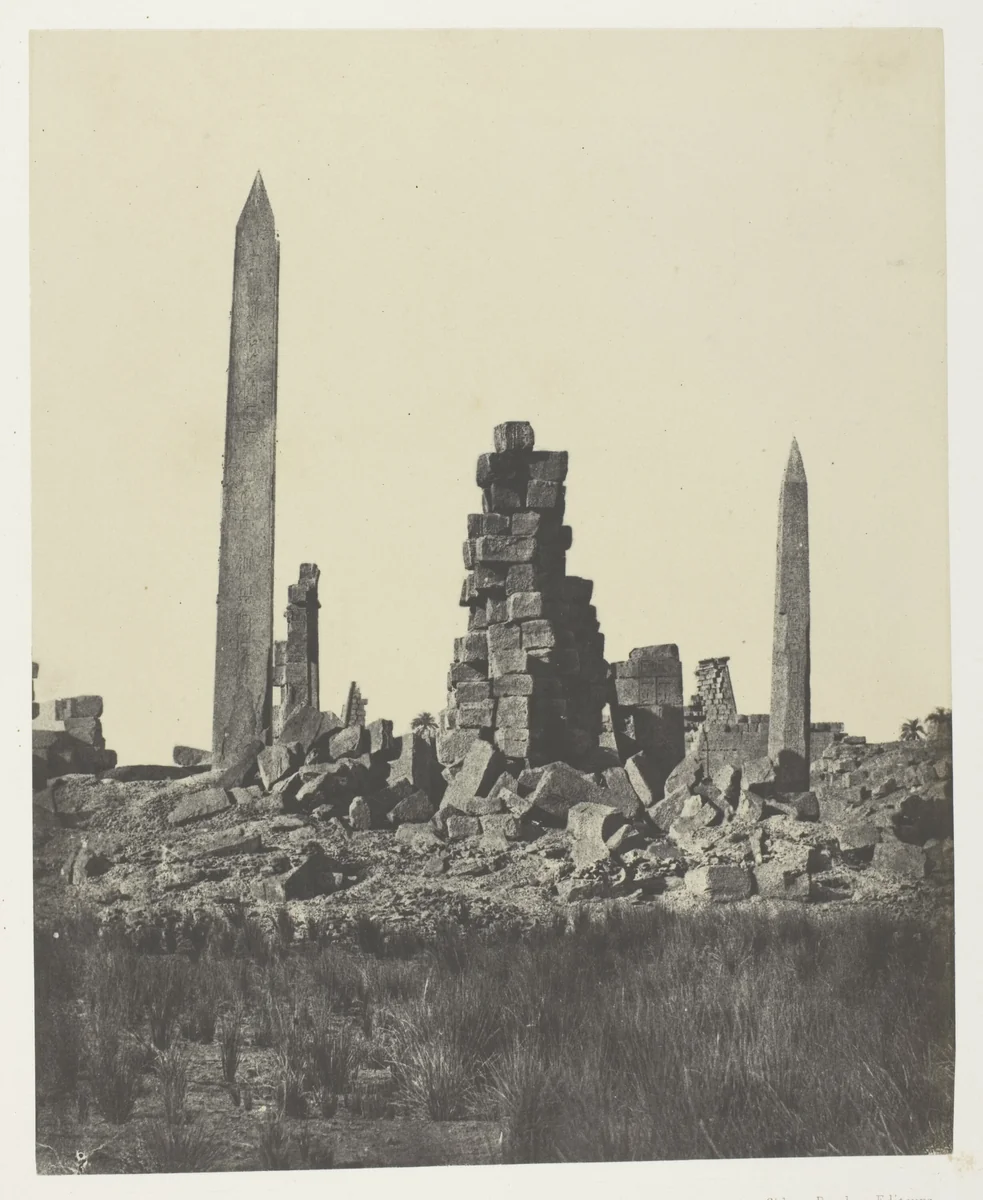 Palais de Karnak, Les Obélisques; Thèbes, plate 44 from the album "Egypte, Nubie, Palestine et Syrie" (1852) by Maxime Du Camp, photograph, 1849-1851