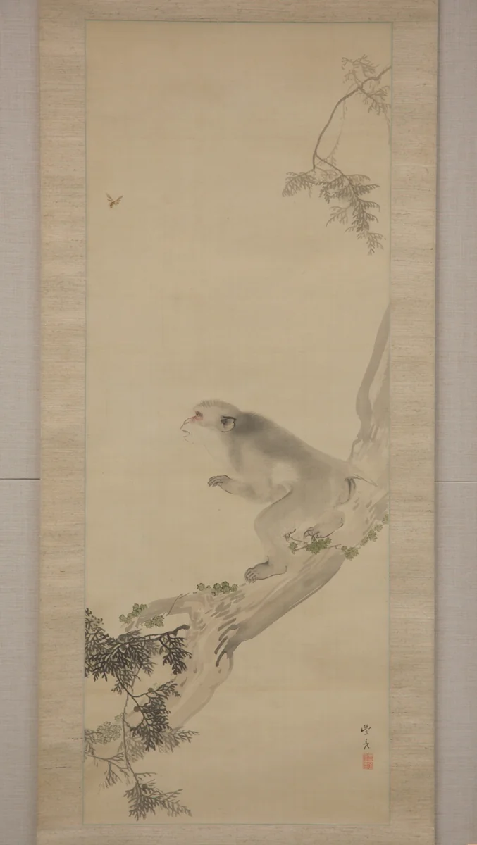 Monkey and Bee by Okamoto Toyohiko, painting, 1800-1845