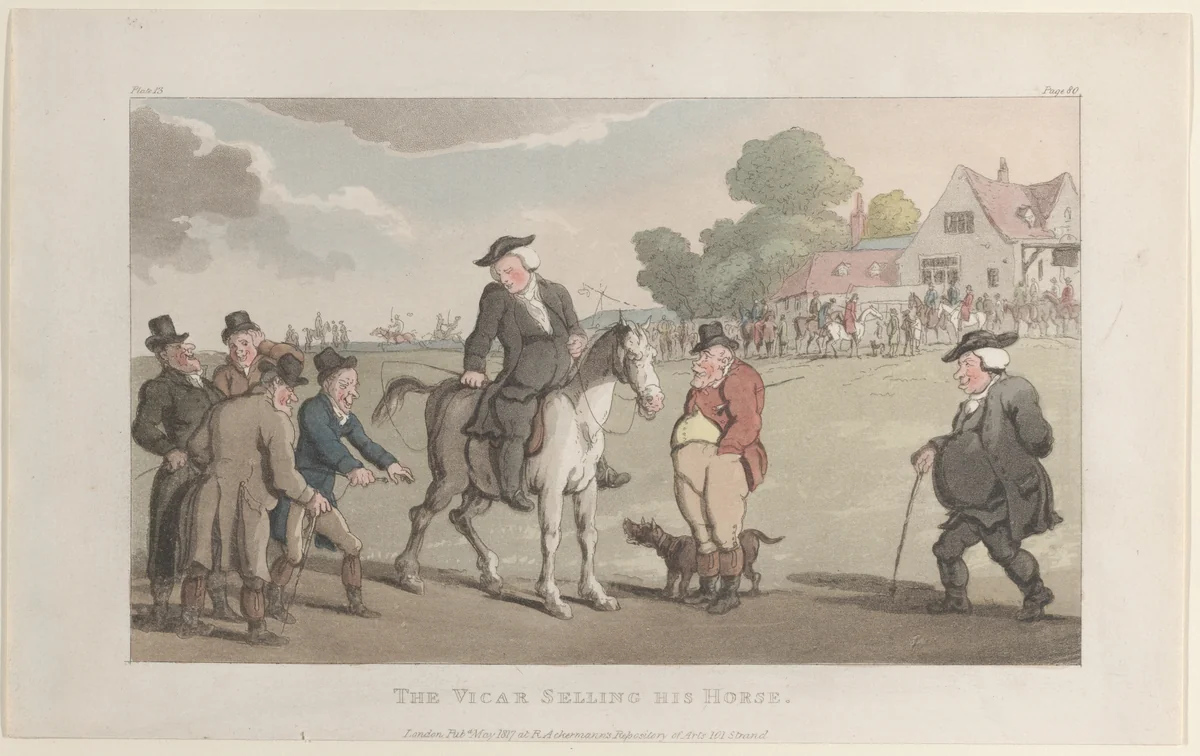 The Vicar Selling his Horse by Thomas Rowlandson, print, 1817