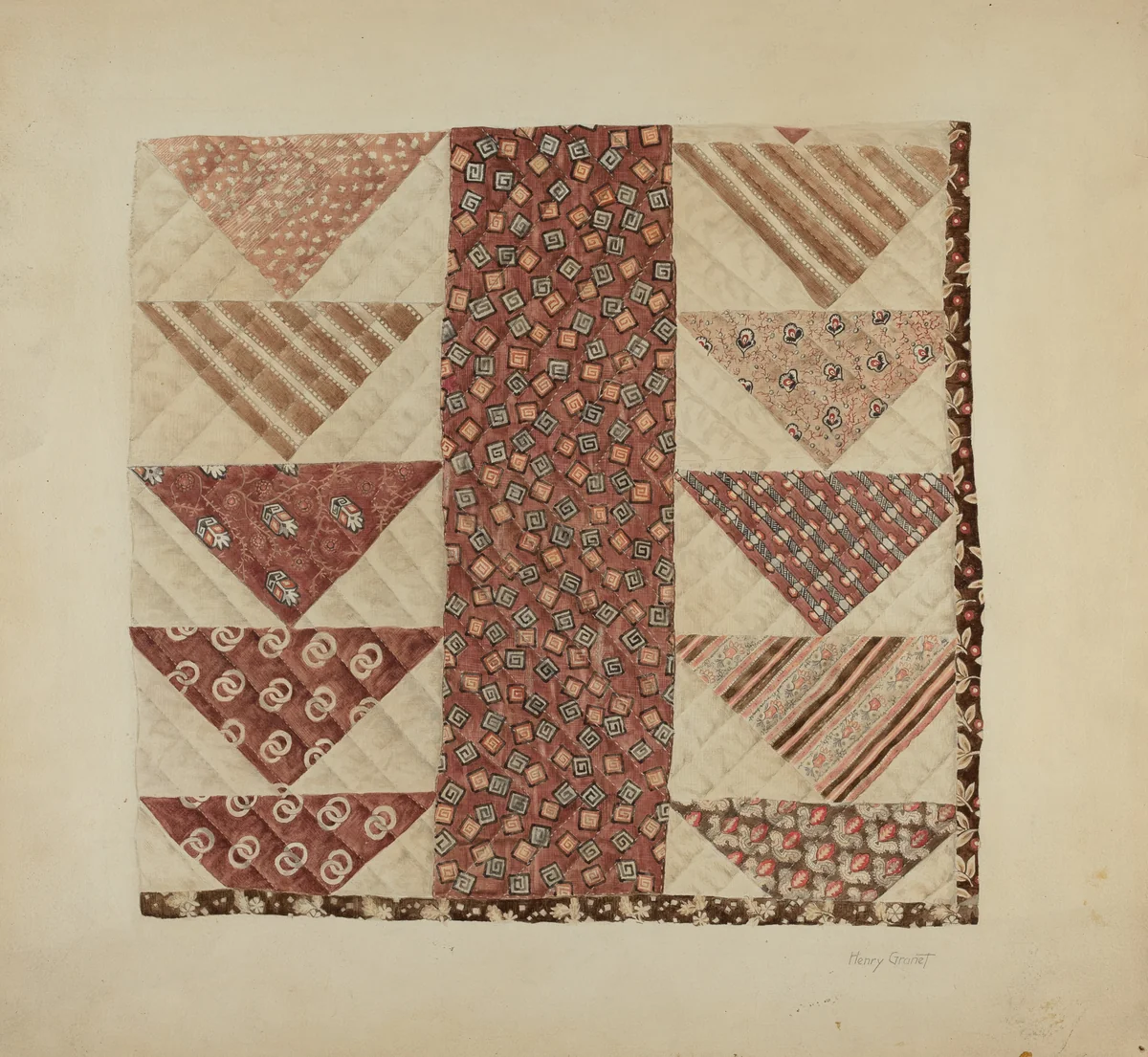 Patchwork Quilt (Section) by Henry Granet, index of american design, 1938