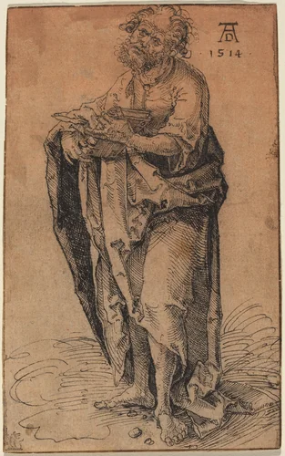 A Standing Apostle Holding a Book by Hans Süss von Kulmbach, drawing, 1505-1510