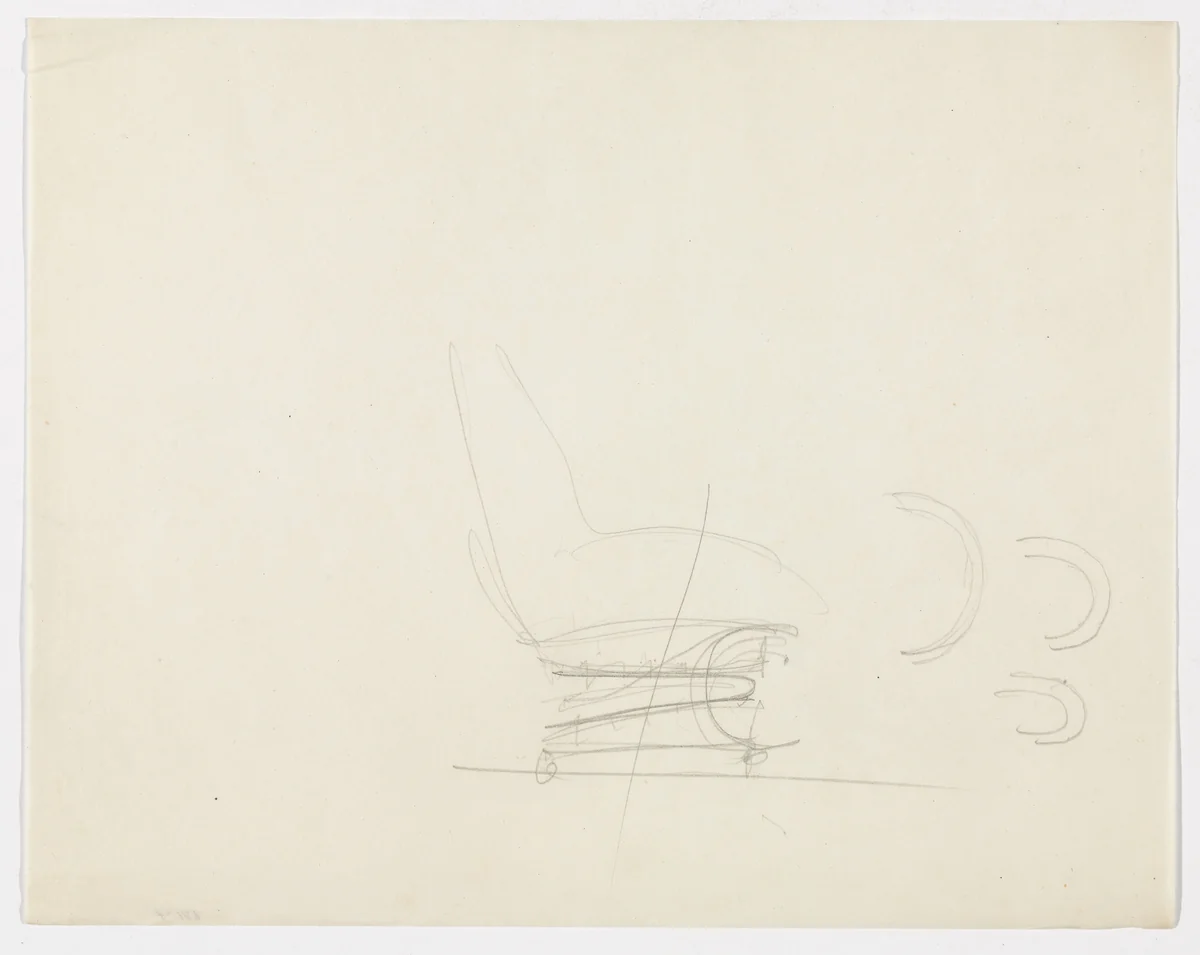 Lounge Chair without Arms (Elevation sketch) by Ludwig Mies van der Rohe, mies van der rohe archive, 1926