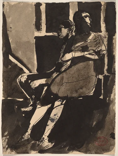 Untitled [Two Seated Figures] by Richard Diebenkorn, drawing, 1955-1967