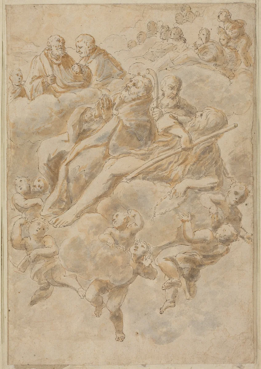 Ecstasy of a Saint by Anonymous Artist; Giovanni Lanfranco, drawing, 1582-1647