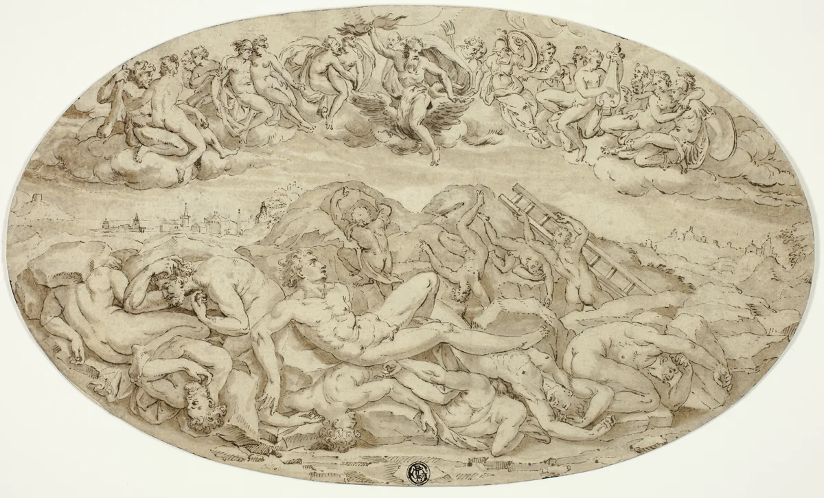 Fall of the Giants by Guglielmo della Porta, drawing, 1550-1559