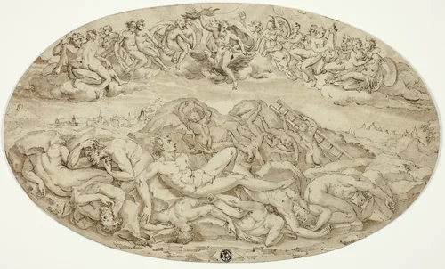 Fall of the Giants by Guglielmo della Porta, drawing, 1550-1559