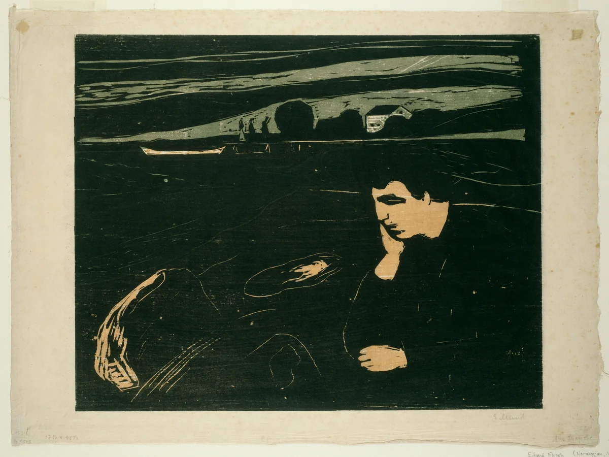Melancholy III by Edvard Munch, print, 1915-1917