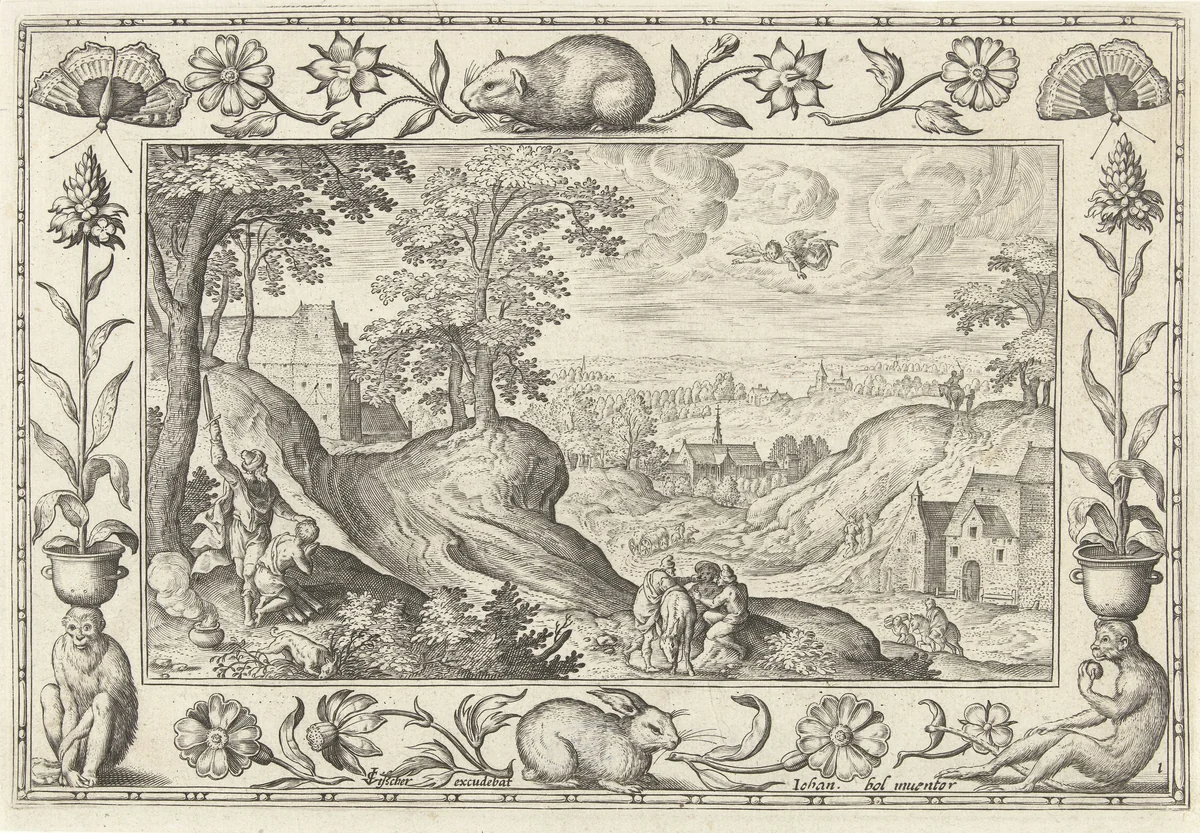 Abraham offert Isaak by Unknown, print, 1582-1652