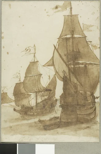 Two Frigate by Claude Lorrain, drawing, 1641-1682