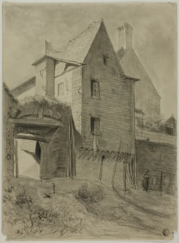 Remnant of Old Castle Incorporated in Farm by Unknown Artist, drawing, 1700-1899