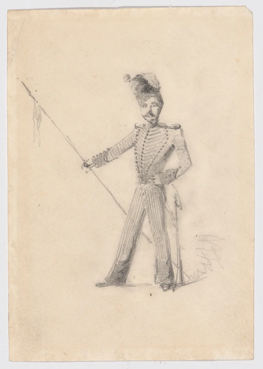 Soldier with Lance by James McNeill Whistler, drawing, 1854-1855