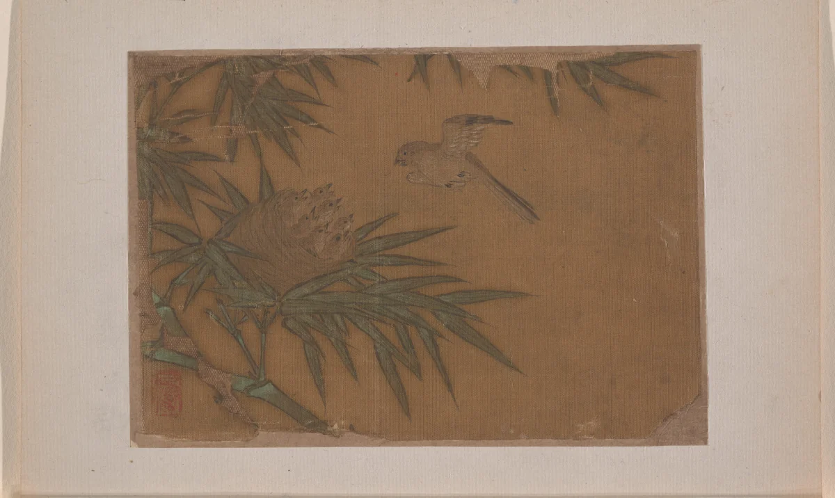 Seven Birds in Bamboo Tree Nest by Unidentified Artist, painting, 1368-1644